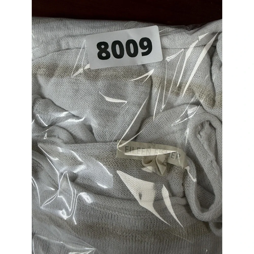 Eileen Fisher Sweater Womens Large White Linen Cotton Stripe Boatneck Knit